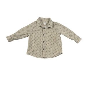 Gymboree Baby Boys Corduroy Button Down Shirt Cream Navy Cross Print 6-12 Months